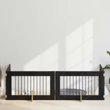   vidaXL Kutyakerítés állványokkal 4 pcs Fekete Tölgy 100 x 60 cm
