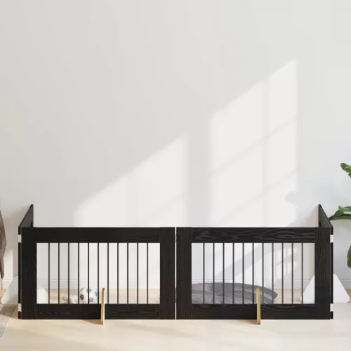 vidaXL Kutyakerítés állványokkal 4 pcs Fekete Tölgy 100 x 60 cm