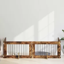   vidaXL Kutyakerítés állványokkal 4 pcs Füstös Tölgy 100 x 60 cm