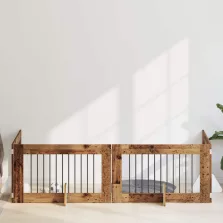   vidaXL Kutyakerítés állványokkal 4 pcs Antik Fa 100 x 60 cm Szerelt Fa