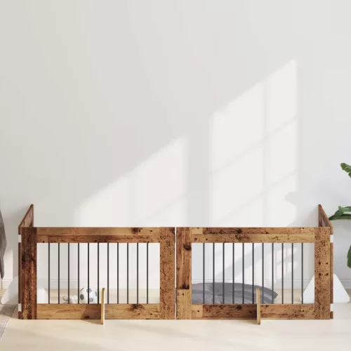 vidaXL Kutyakerítés állványokkal 4 pcs Antik Fa 100 x 60 cm Szerelt Fa