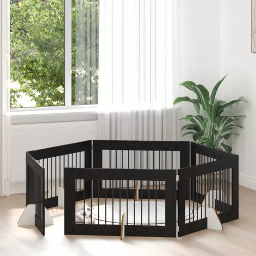 vidaXL Kutyakerítés állványokkal 6 pcs Fekete Tölgy 100 x 60 cm