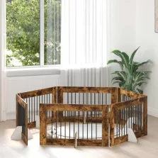   vidaXL Kutyakerítés állványokkal 6 pcs Füstös Tölgy 100 x 60 cm