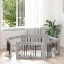   vidaXL Kutyakerítés állványokkal 6 pcs Szürke Sonoma 100 x 60 cm