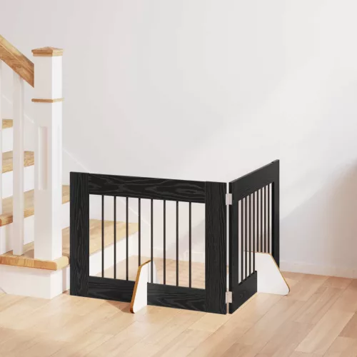 vidaXL Kutyakerítés állványokkal 2 pcs Fekete Tölgy 80 x 60 cm