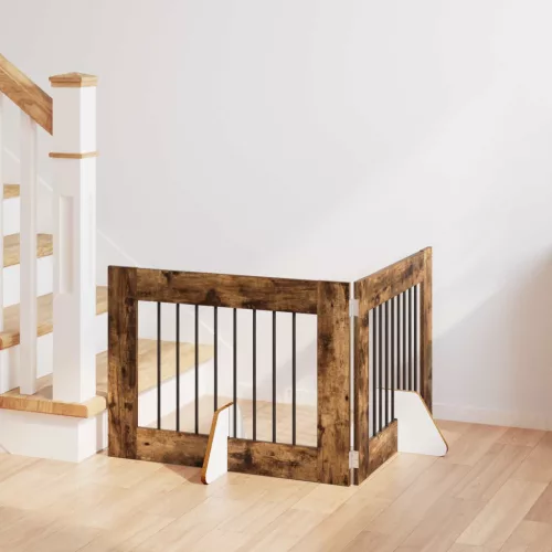 vidaXL Kutyakerítés állványokkal 2 pcs Füstös Tölgy 80 x 60 cm
