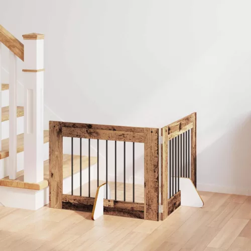 vidaXL Kutyakerítés állványokkal 2 pcs Antik Fa 80 x 60 cm Szerelt Fa