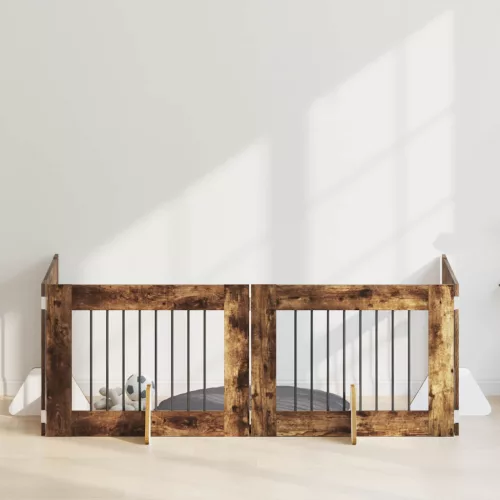 vidaXL Kutyakerítés állványokkal 4 pcs Füstös Tölgy 80 x 60 cm