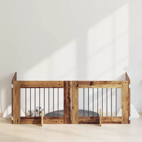 vidaXL Kutyakerítés állványokkal 4 pcs Antik Fa 80 x 60 cm Szerelt Fa