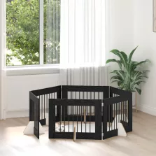   vidaXL Kutyakerítés állványokkal 6 pcs Fekete Tölgy 80 x 60 cm