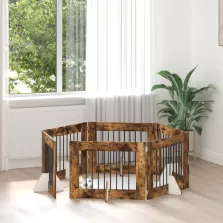   vidaXL Kutyakerítés állványokkal 6 pcs Füstös Tölgy 80 x 60 cm