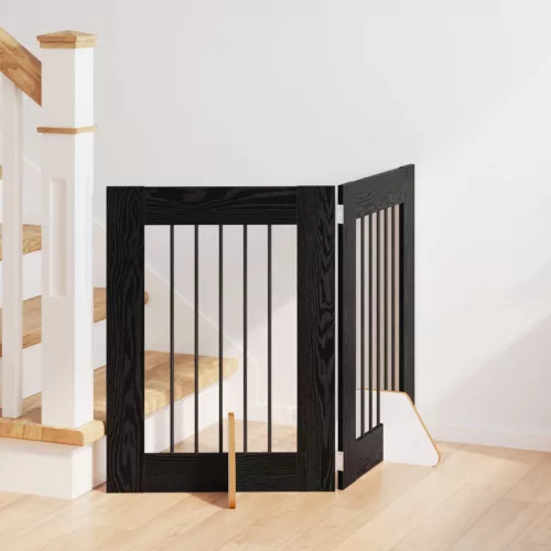 vidaXL Kutyakerítés állványokkal 2 pcs Fekete Tölgy 60 x 60 cm