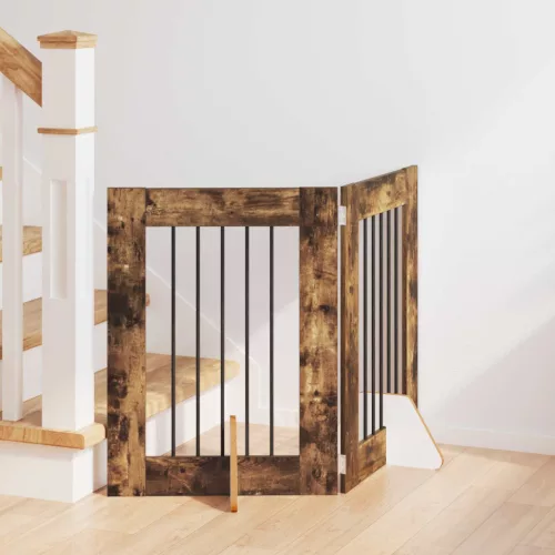 vidaXL Kutyakerítés állványokkal 2 pcs Füstös Tölgy 60 x 60 cm
