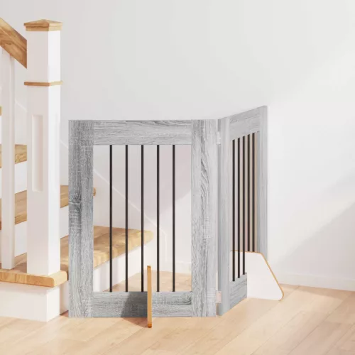 vidaXL Kutyakerítés állványokkal 2 pcs Szürke Sonoma 60 x 60 cm