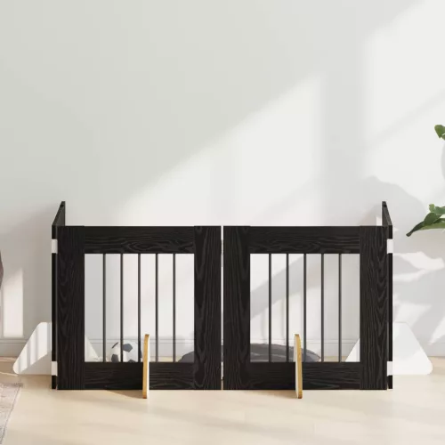 vidaXL Kutyakerítés állványokkal 4 pcs Fekete Tölgy 60 x 60 cm