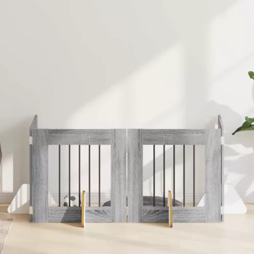 vidaXL Kutyakerítés állványokkal 4 pcs Szürke Sonoma 60 x 60 cm