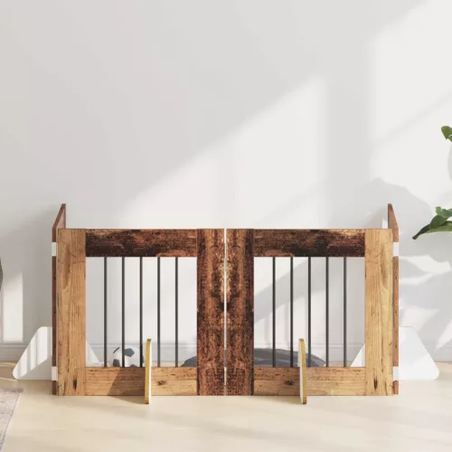 vidaXL Kutyakerítés állványokkal 4 pcs Antik Fa 60 x 60 cm Szerelt Fa
