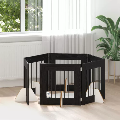 vidaXL Kutyakerítés állványokkal 6 pcs Fekete Tölgy 60 x 60 cm