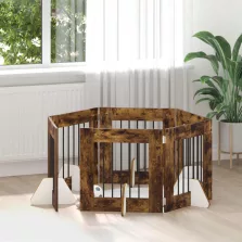   vidaXL Kutyakerítés állványokkal 6 pcs Füstös Tölgy 60 x 60 cm