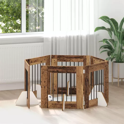 vidaXL Kutyakerítés állványokkal 6 pcs Antik Fa 60 x 60 cm Szerelt Fa