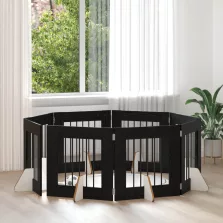   vidaXL Kutyakerítés állványokkal 8 pcs Fekete Tölgy 60 x 60 cm