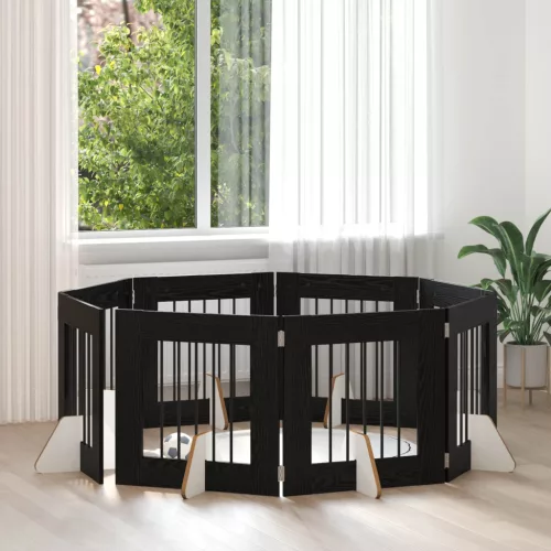 vidaXL Kutyakerítés állványokkal 8 pcs Fekete Tölgy 60 x 60 cm