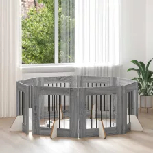  vidaXL Kutyakerítés állványokkal 8 pcs Szürke Sonoma 60 x 60 cm