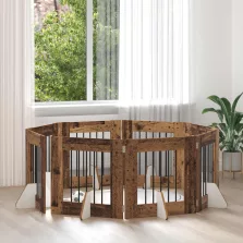   vidaXL Kutyakerítés állványokkal 8 pcs Antik Fa 60 x 60 cm Szerelt Fa