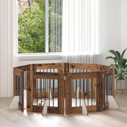 vidaXL Kutyakerítés állványokkal 8 pcs Antik Fa 60 x 60 cm Szerelt Fa