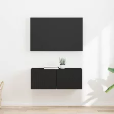   vidaXL TV Fali Szekrény 2 pcs Fekete 60 x 31 x 29.5 cm Faanyag