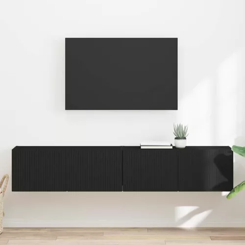 vidaXL TV Fali Szekrény 2 pcs Fekete 60 x 31 x 29.5 cm Faanyag