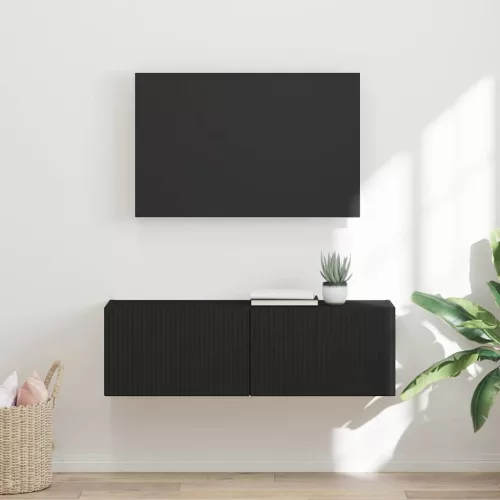 vidaXL TV Fali Szekrény Fekete 98 x 31 x 29,5 cm Faanyag
