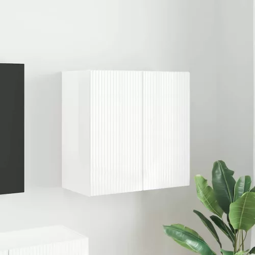 vidaXL TV Fali Szekrény Magas Fényű Fehér 59,5 x 31 x 60 cm Faanyag