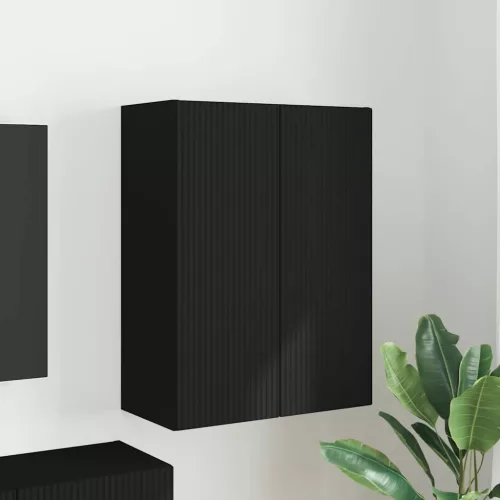 vidaXL TV Fali Szekrény Fekete 59,5 x 31 x 80 cm Faanyag