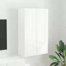   vidaXL TV Fali Szekrény Magas Fényű Fehér 59,5 x 31 x 100 cm Faanyag