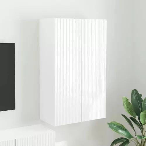 vidaXL TV Fali Szekrény Magas Fényű Fehér 59,5 x 31 x 100 cm Faanyag