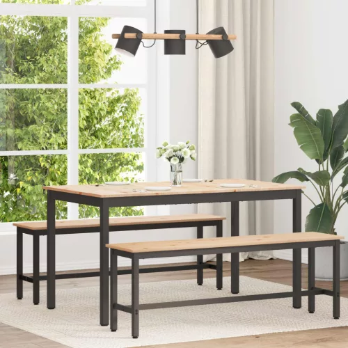 vidaXL Étkezőasztal Természetes 140 x 80 x 75 cm Tömör fenyőfa