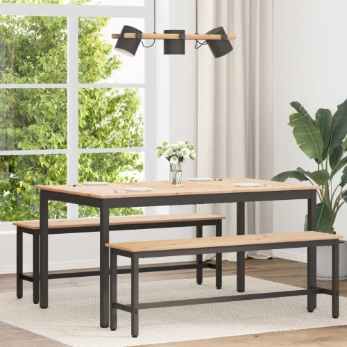 vidaXL Étkezőasztal Természetes 150 x 90 x 75 cm Tömör fenyőfa