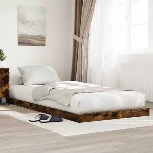 vidaXL Földi ágykeret Füstölt tölgy 71,5 x 190 cm Faanyag