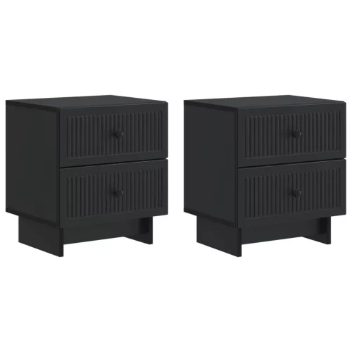 vidaXL Éjjeliszekrény 2 pcs Fekete 43 x 34,5 x 47,5 cm Szerelt Fa