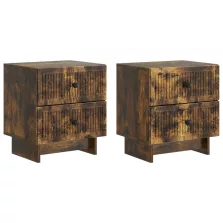   vidaXL Éjjeliszekrény fiókkal 2 pcs Füstös Tölgy 43 x 34,5 x 47,5 cm