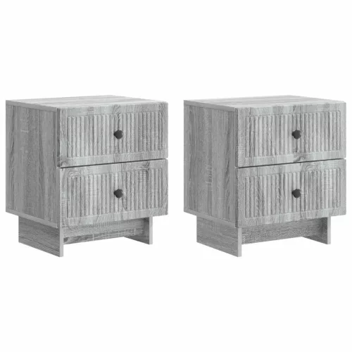 vidaXL Éjjeliszekrény fiókkal 2 pcs Szürke Sonoma 43 x 34,5 x 47,5 cm