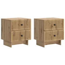   vidaXL Éjjeliszekrény fiókkal 2 pcs Kézműves Tölgy 43 x 34,5 x 47,5 cm