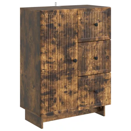 vidaXL Széf fiókkal Füstös Tölgy 66 x 34,5 x 90 cm Szerelt Fa