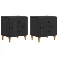   vidaXL Éjjeliszekrény 2 pcs Fekete 43 x 34,5 x 48 cm Szerelt Fa
