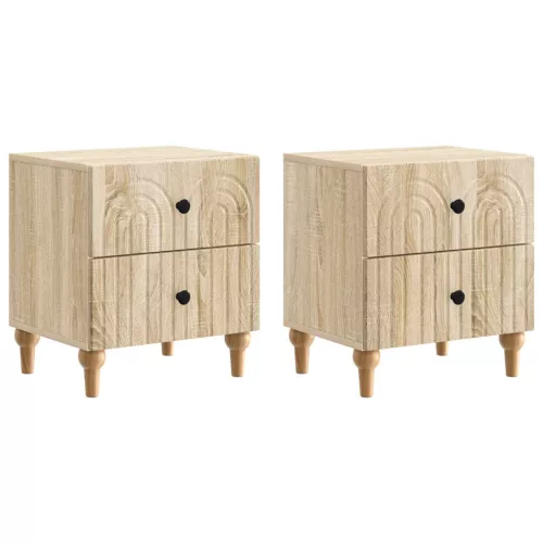 vidaXL Éjjeliszekrény 2 pcs Sonoma Tölgy 43 x 34,5 x 48 cm Szerelt Fa