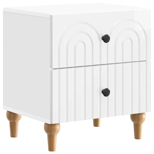 vidaXL Éjjeliszekrény Magasfényű Fehér 43 x 34,5 x 48 cm Szerelt Fa