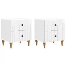   vidaXL Éjjeliszekrény fiókkal 2 pcs Magasfényű Fehér 43 x 34,5 x 48 cm