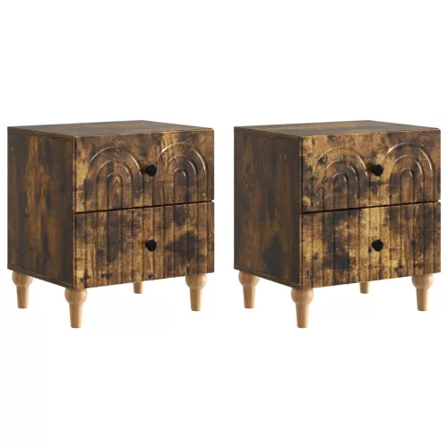 vidaXL Éjjeliszekrény 2 pcs Füstös Tölgy 43 x 34,5 x 48 cm Szerelt Fa