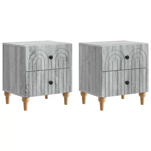 vidaXL Éjjeliszekrény 2 pcs Szürke Sonoma 43 x 34,5 x 48 cm Szerelt Fa